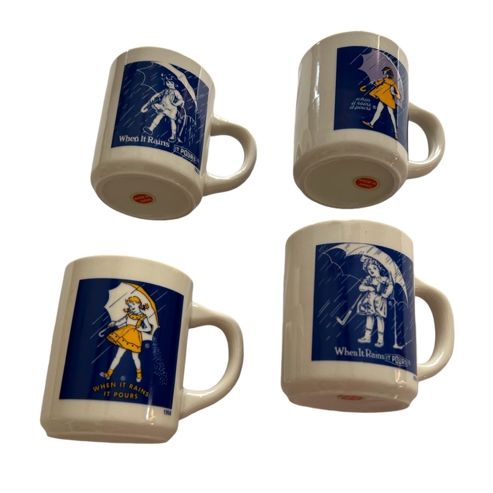 Vintage When it Rains It Pours Morton Salt Girl 1914 1921 1956 1968 Coffee Mugs - Picture 9 of 13